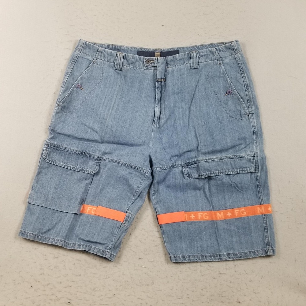 Marithe Francois Girbaud Cargo Shorts Mens 46 Blue Denim 12 Inseam Casual